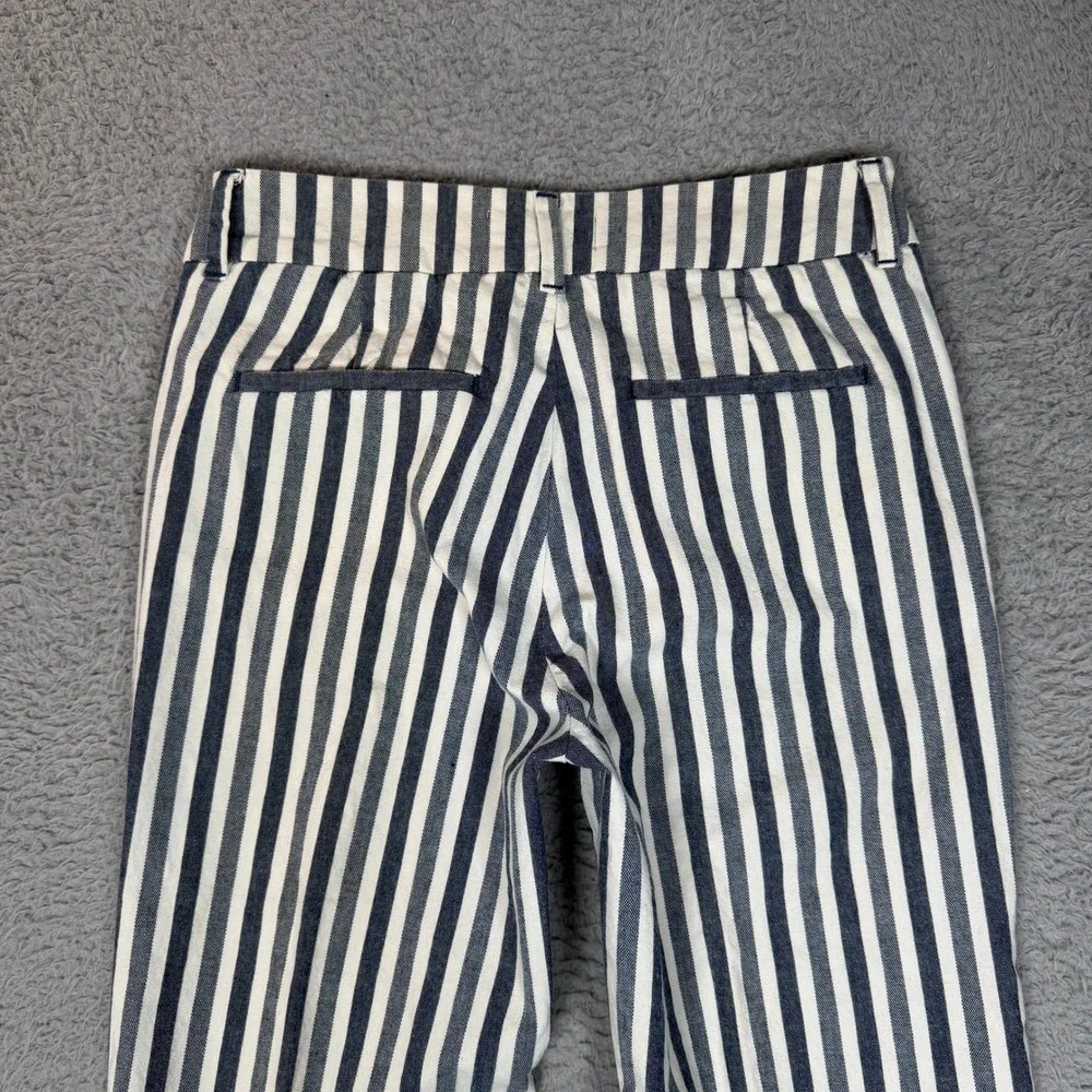 Anthropologie Blue White Vertical Stripe High Rise Straight Leg Pants Size 26
